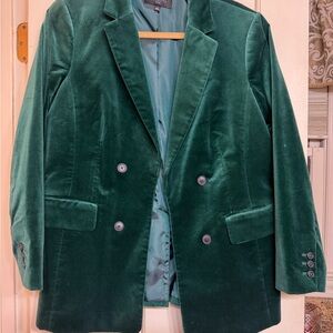 Elegant NWOT Talbots Petite Hunter Green Velvet Jacket